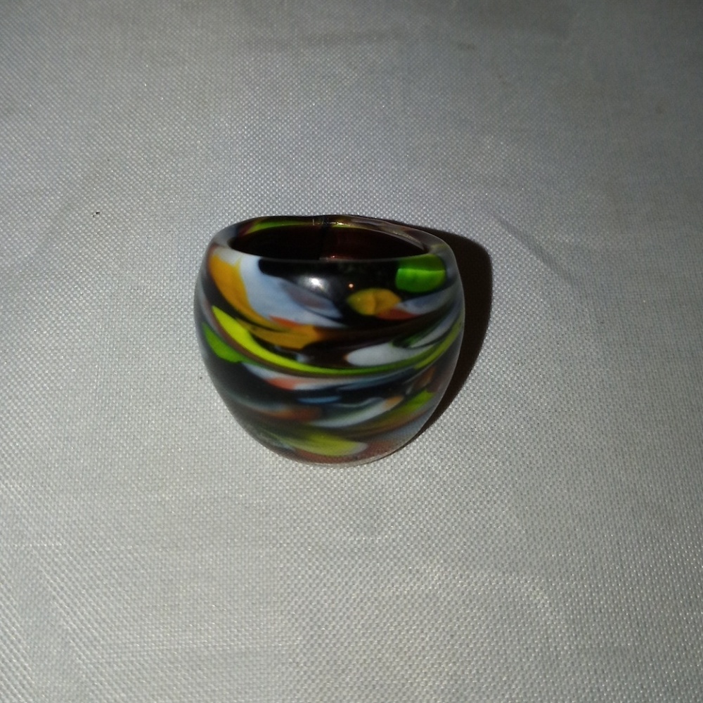 Hand-Blown VTG 90s Italian Glass Retro Chunky Ring